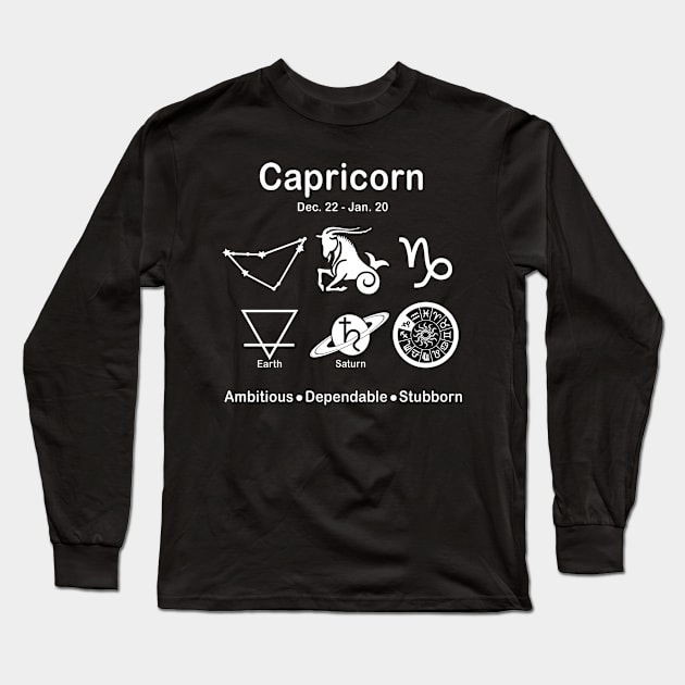 All About Capricorn - white Long Sleeve T-Shirt by LittleGreenHat